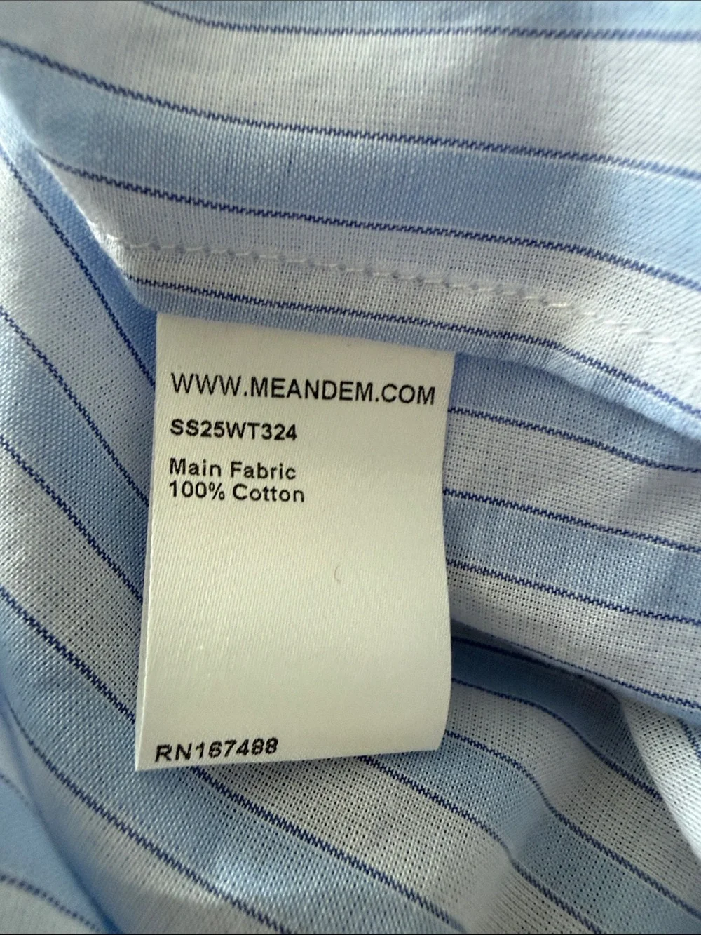 ME+EM sz 0 Classic Light Blue & White Stripe Button-Up Shirt slightly sheer